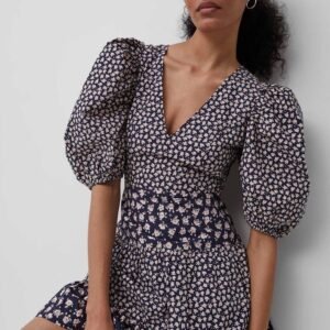 Aura Ditsy Poplin Puff Sleeve Dress