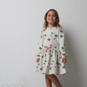 BRUSHED HEART DRESS WITH BOW
