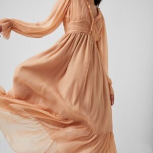 Alita Pleated V Neck Recycled Midi Dress