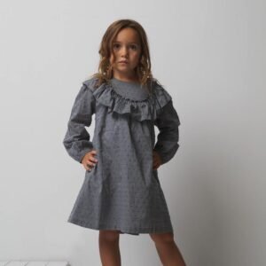 COTTON RUFFLE CLIP DOT DRESS